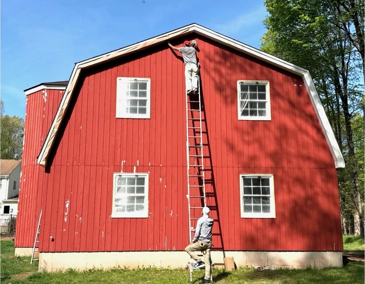 Before — Red barn back, prepped and painted