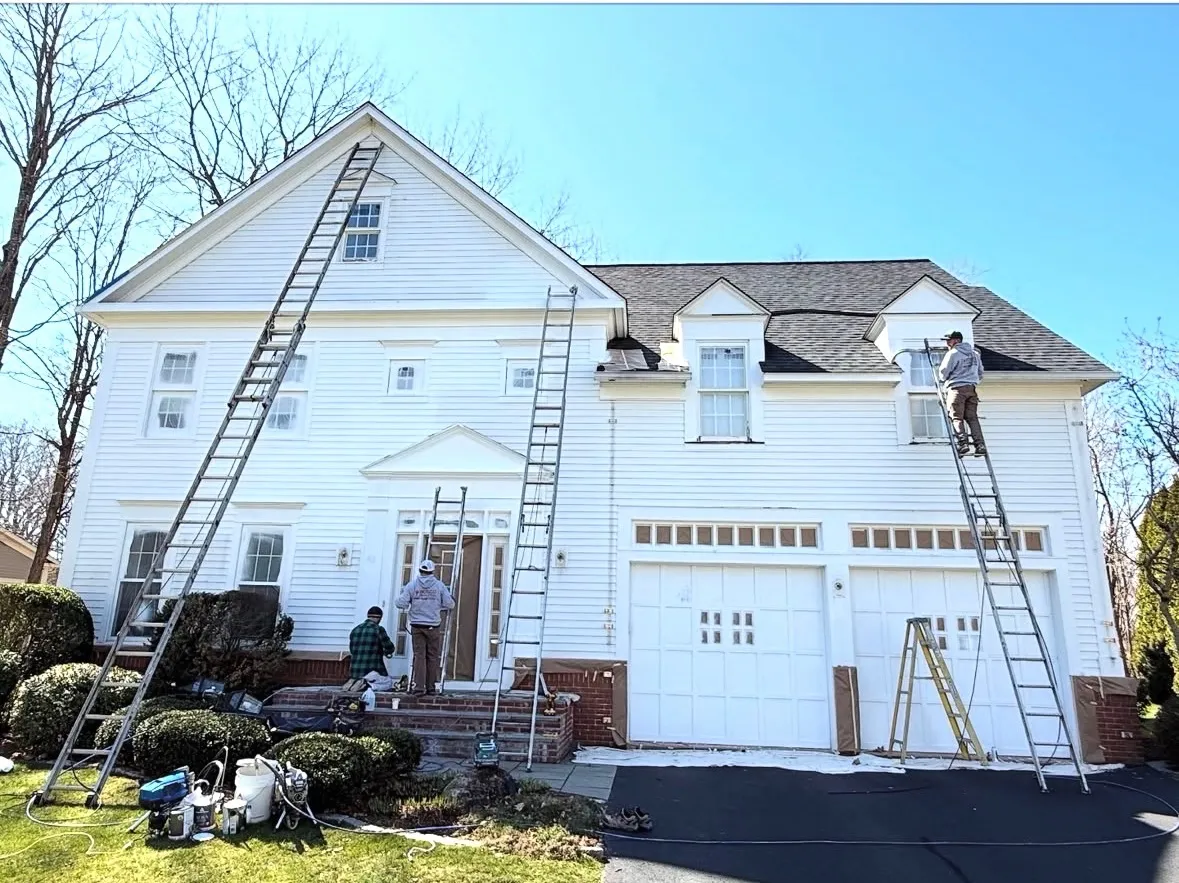 Jim's Quality Painting working on a Central Connecticut colonial home