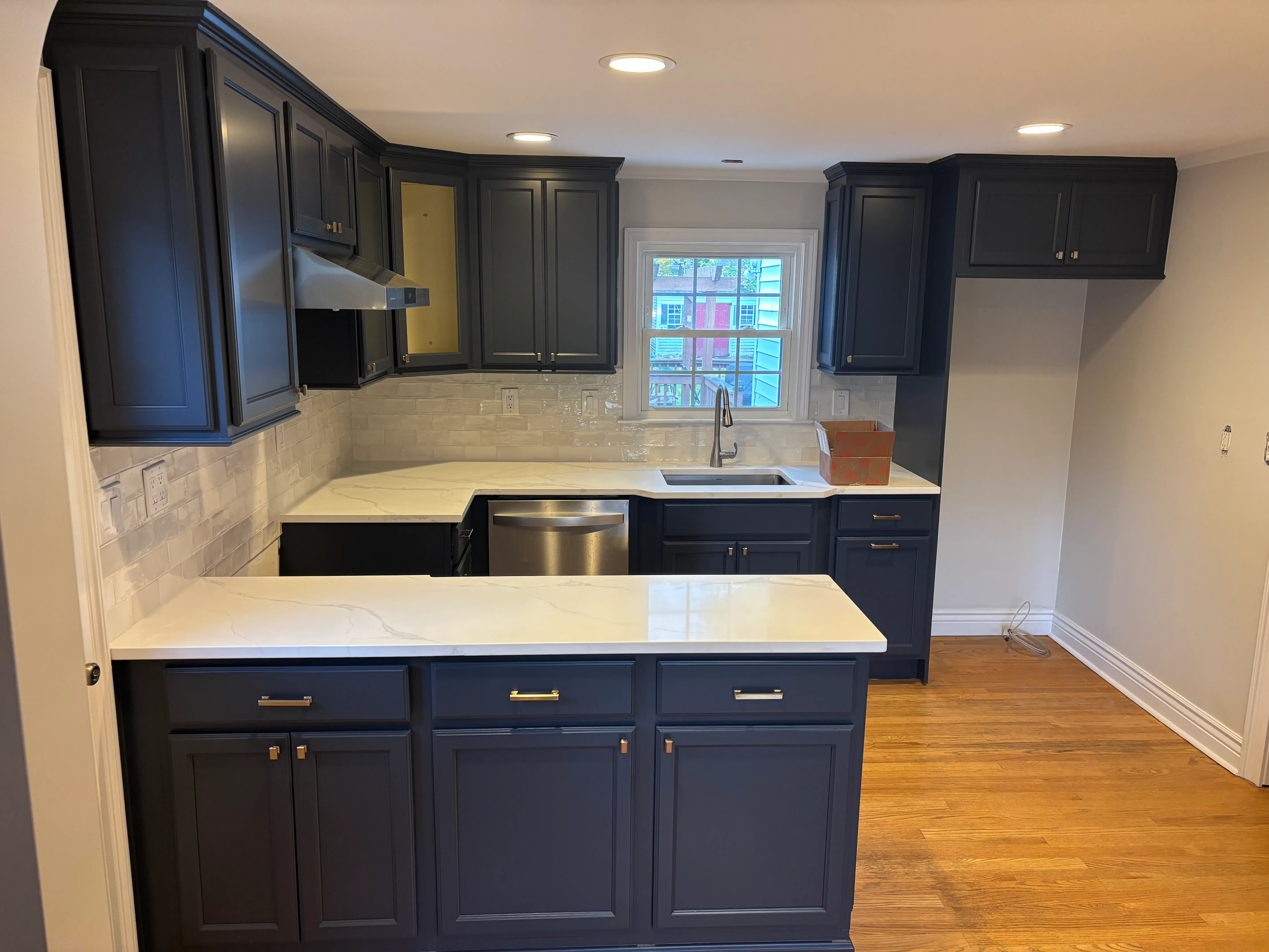 Close-up of cabinets after a smooth sprayed finish