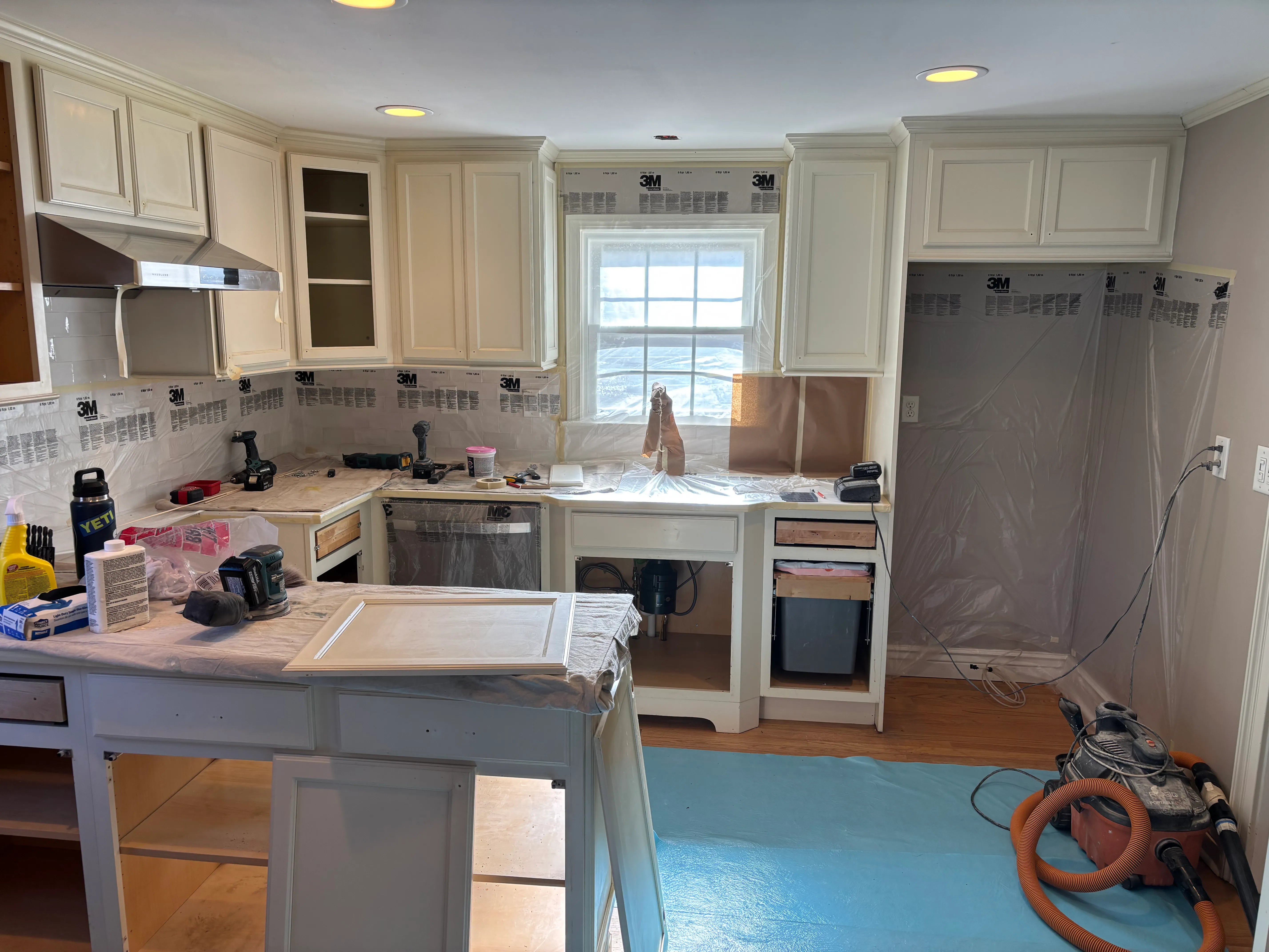 Kitchen cabinets before refinishing